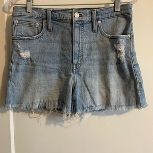Madewell Jean Shorts with High-Rise Design and Distressed Details